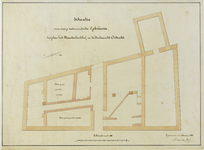 214649 Plattegrond van de ondergrondse muren en zuilen in enkele gebouwen tussen de Vismarkt en het Domplein te ...